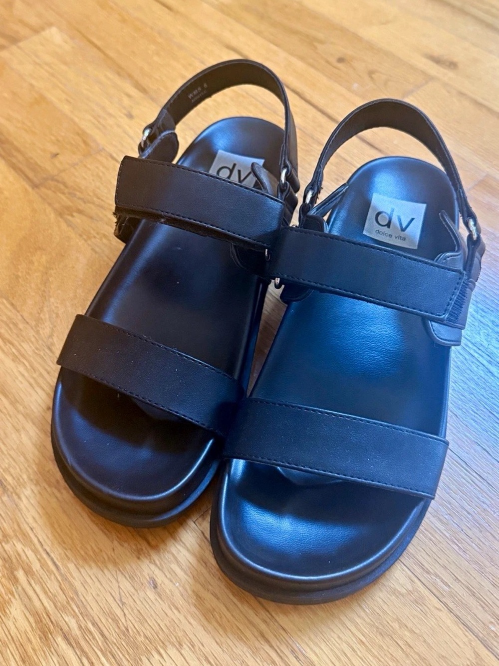 Dolce Vita Black Double-Strap Adjustable Sandals